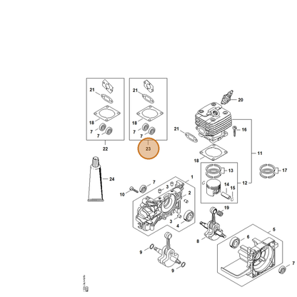 STIHL part 4134-007-1050 — IPL diagram snippet (6x zoom, amber highlight)
