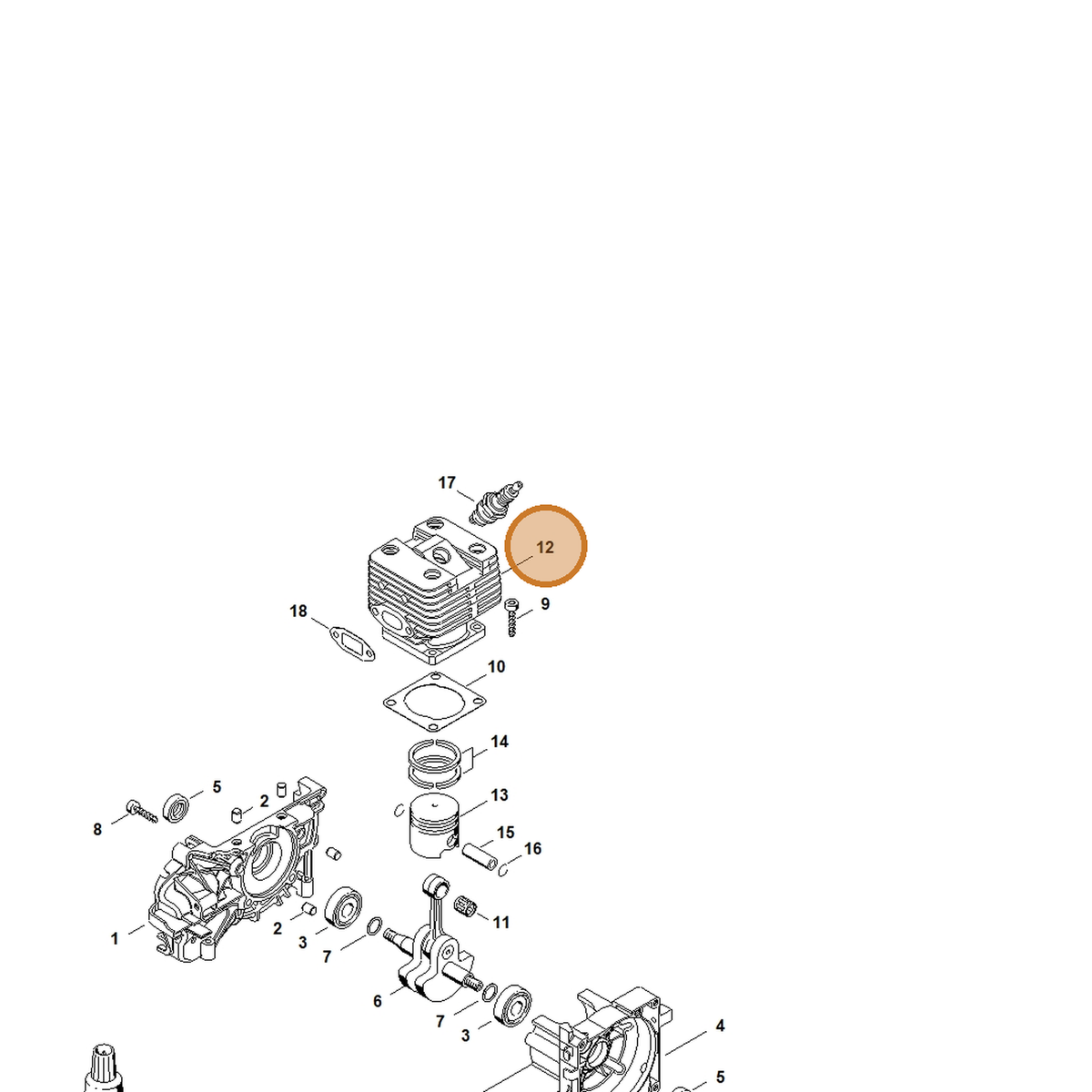 STIHL part 4134-020-1212 — IPL diagram snippet (6x zoom, amber highlight)