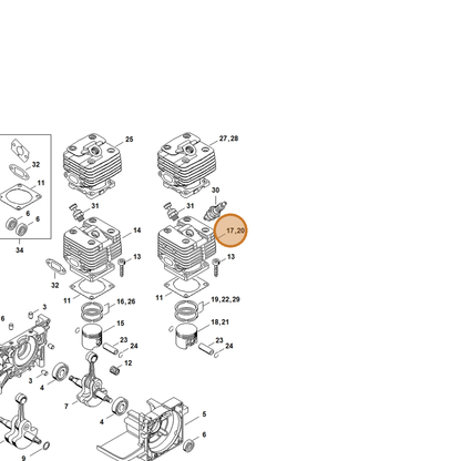 STIHL part 4134-020-1216 — IPL diagram snippet (6x zoom, amber highlight)