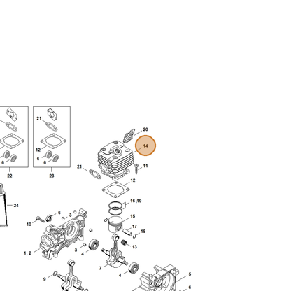 STIHL part 4134-020-1218 — IPL diagram snippet (6x zoom, amber highlight)
