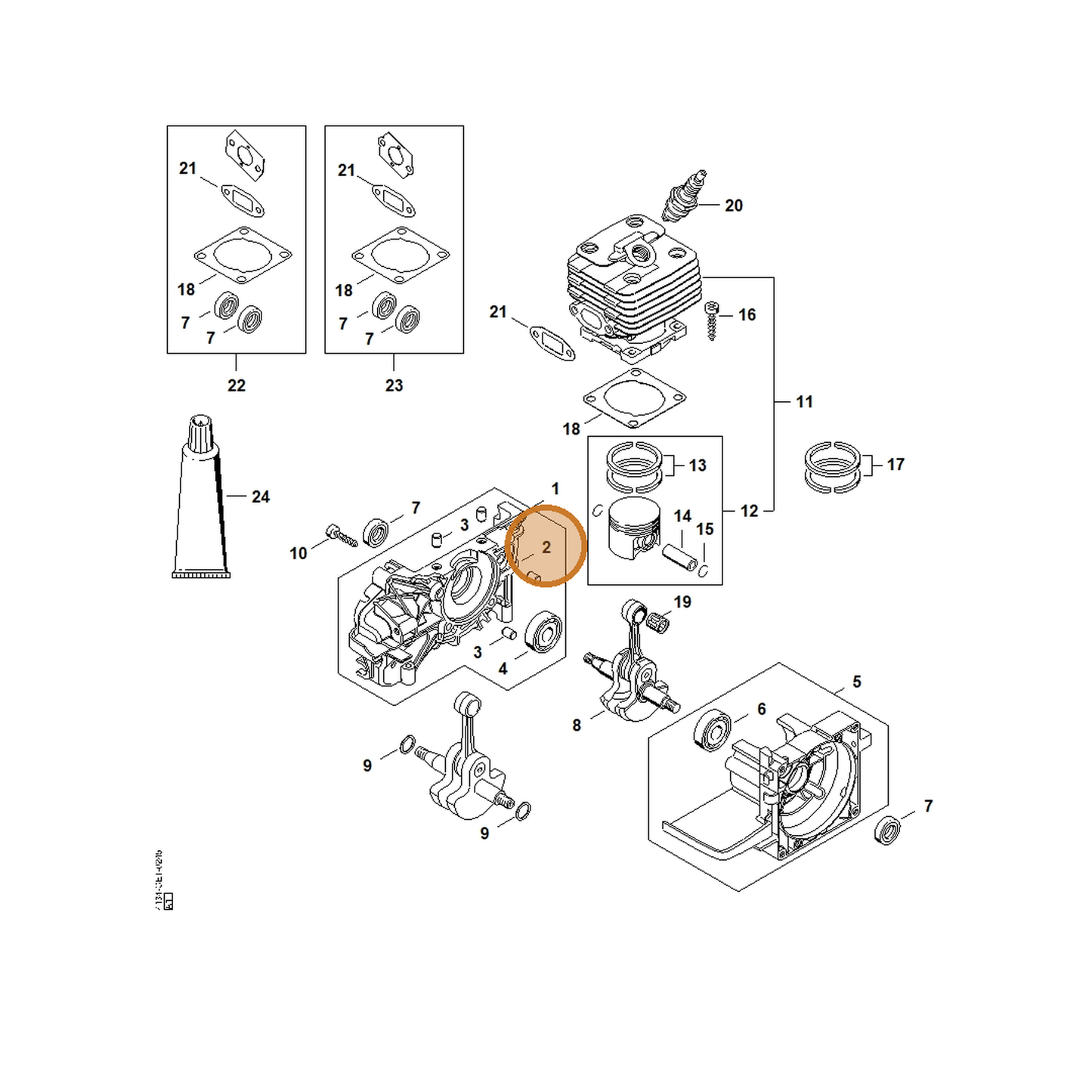 STIHL part 4134-020-2600 — IPL diagram snippet (6x zoom, amber highlight)