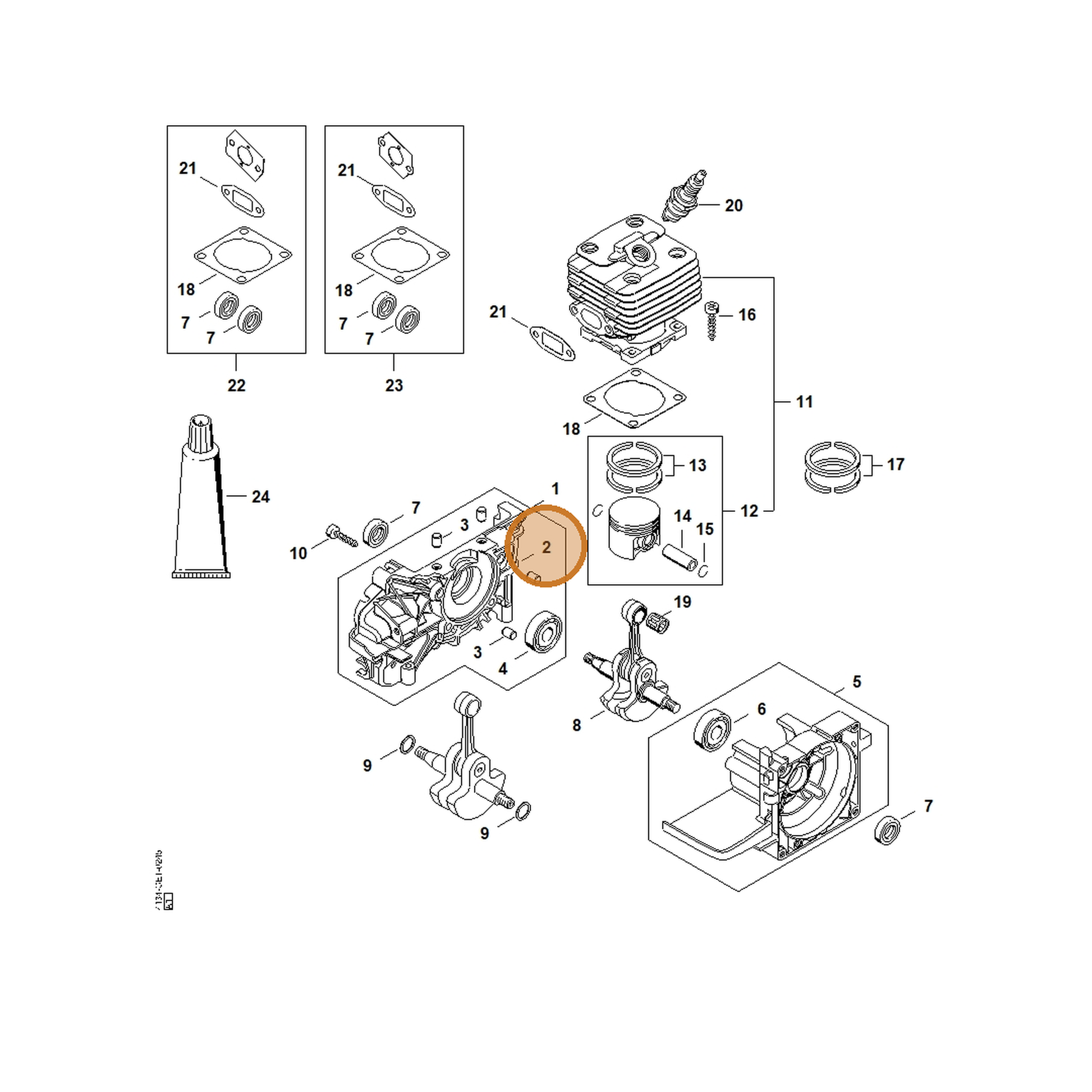 STIHL part 4134-020-2600 — IPL diagram snippet (6x zoom, amber highlight)