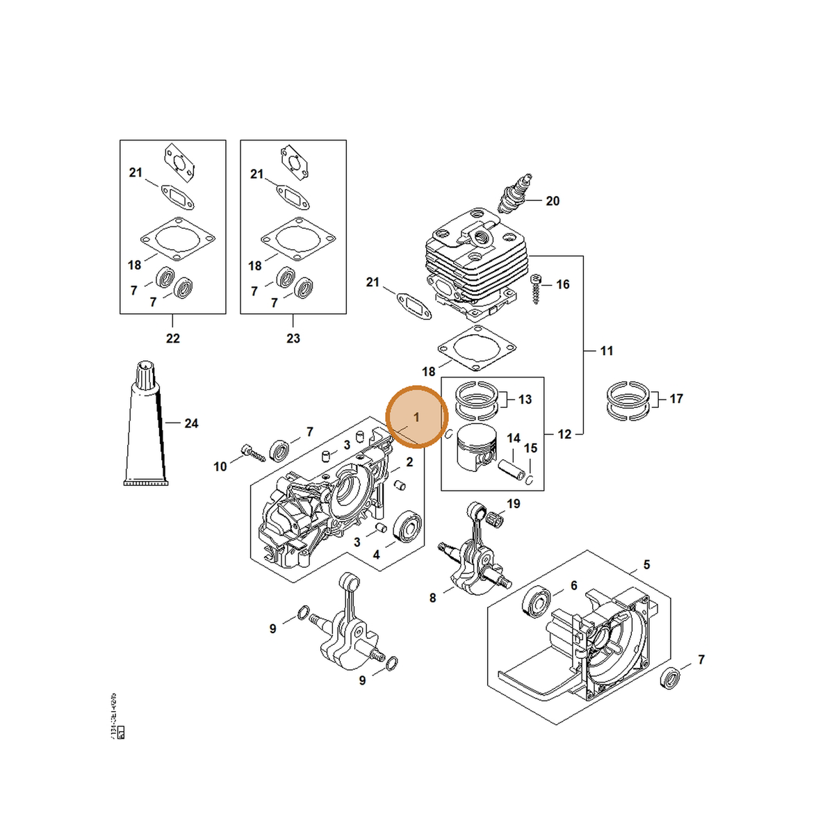 STIHL part 4134-020-2604 — IPL diagram snippet (6x zoom, amber highlight)