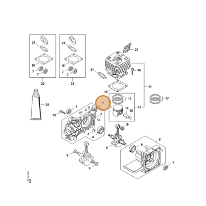 STIHL part 4134-020-2604 — IPL diagram snippet (6x zoom, amber highlight)
