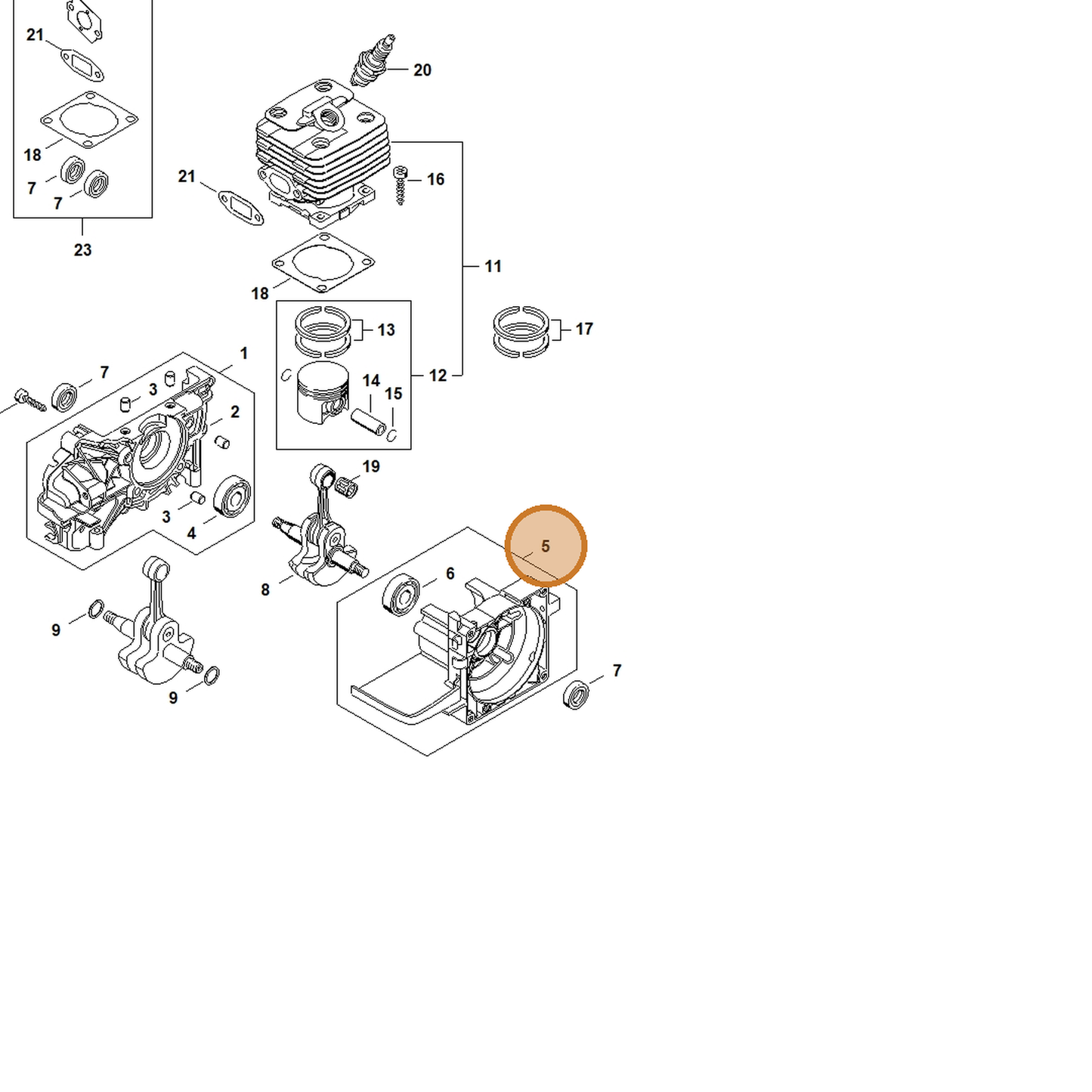 STIHL part 4134-020-2900 — IPL diagram snippet (6x zoom, amber highlight)