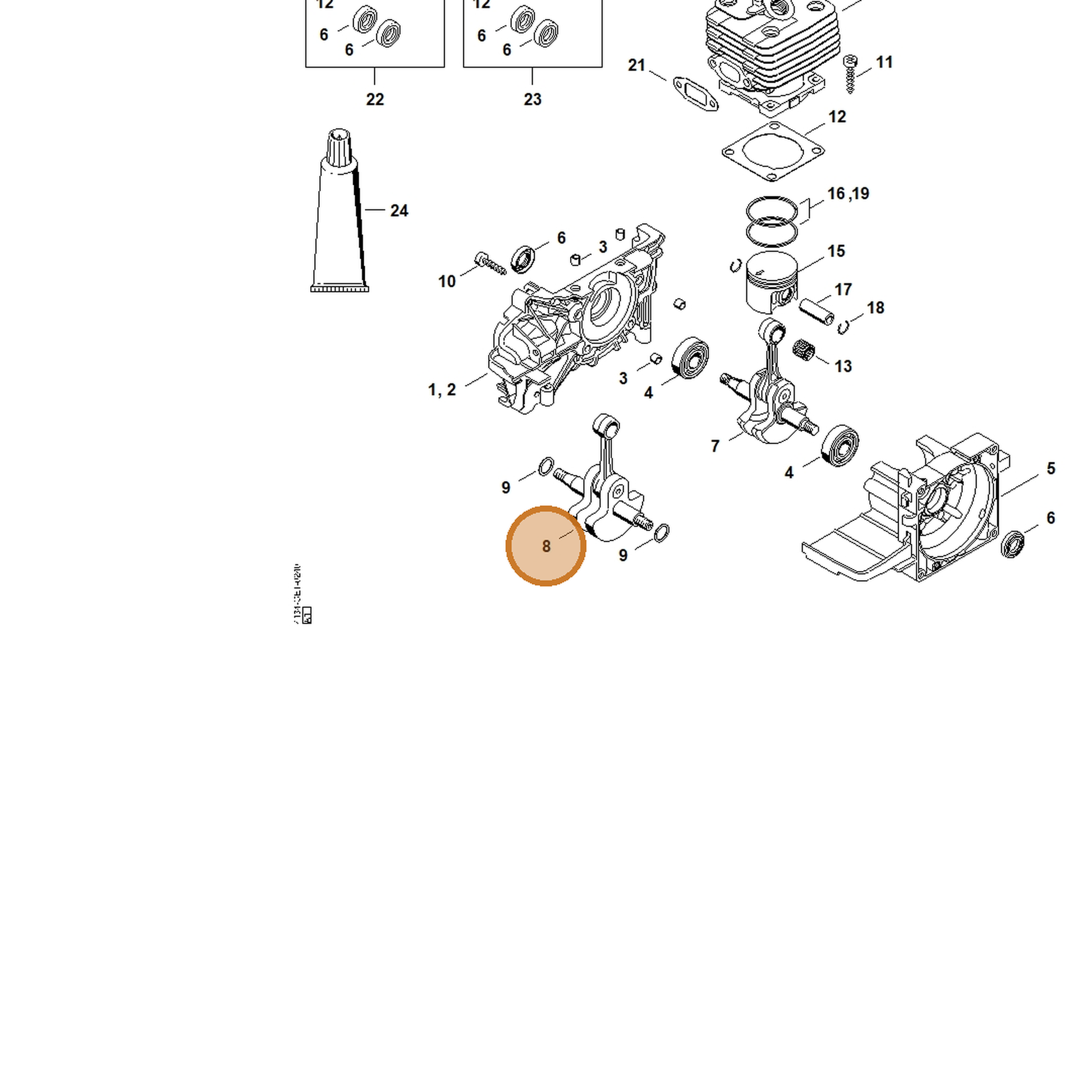 STIHL part 4134-030-0403 — IPL diagram snippet (6x zoom, amber highlight)