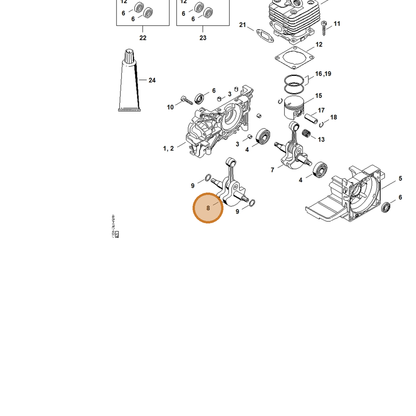 STIHL part 4134-030-0403 — IPL diagram snippet (6x zoom, amber highlight)