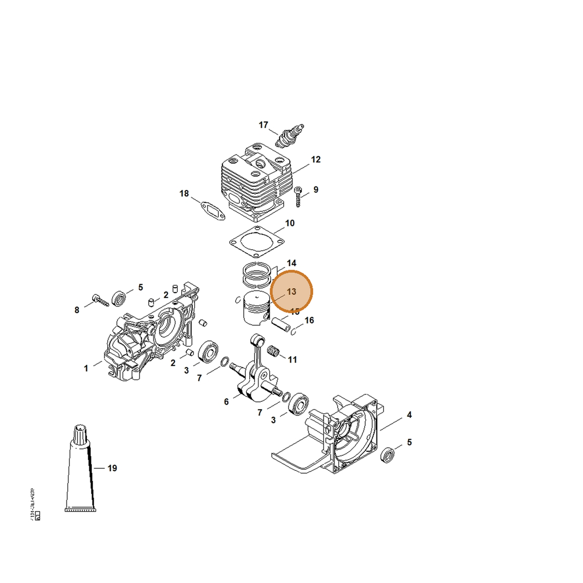 STIHL part 4134-030-2010 — IPL diagram snippet (6x zoom, amber highlight)
