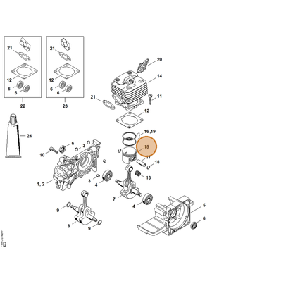 STIHL part 4134-030-2018 — IPL diagram snippet (6x zoom, amber highlight)