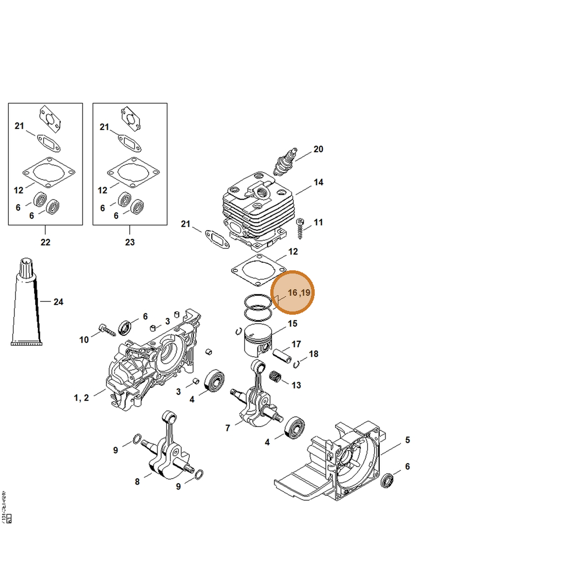 STIHL part 4134-034-3003 — IPL diagram snippet (6x zoom, amber highlight)