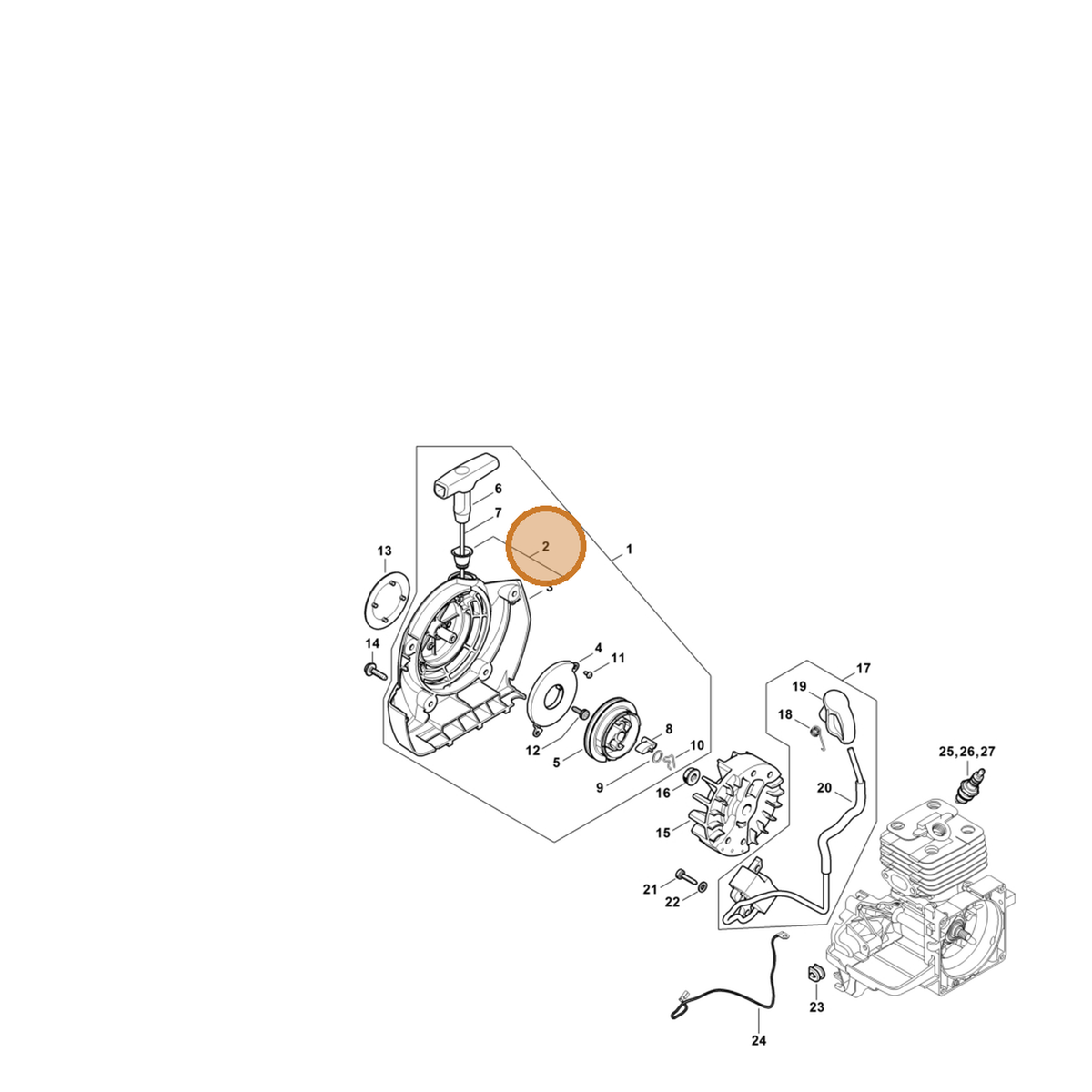 STIHL part 4134-080-1803 — IPL diagram snippet (6x zoom, amber highlight)