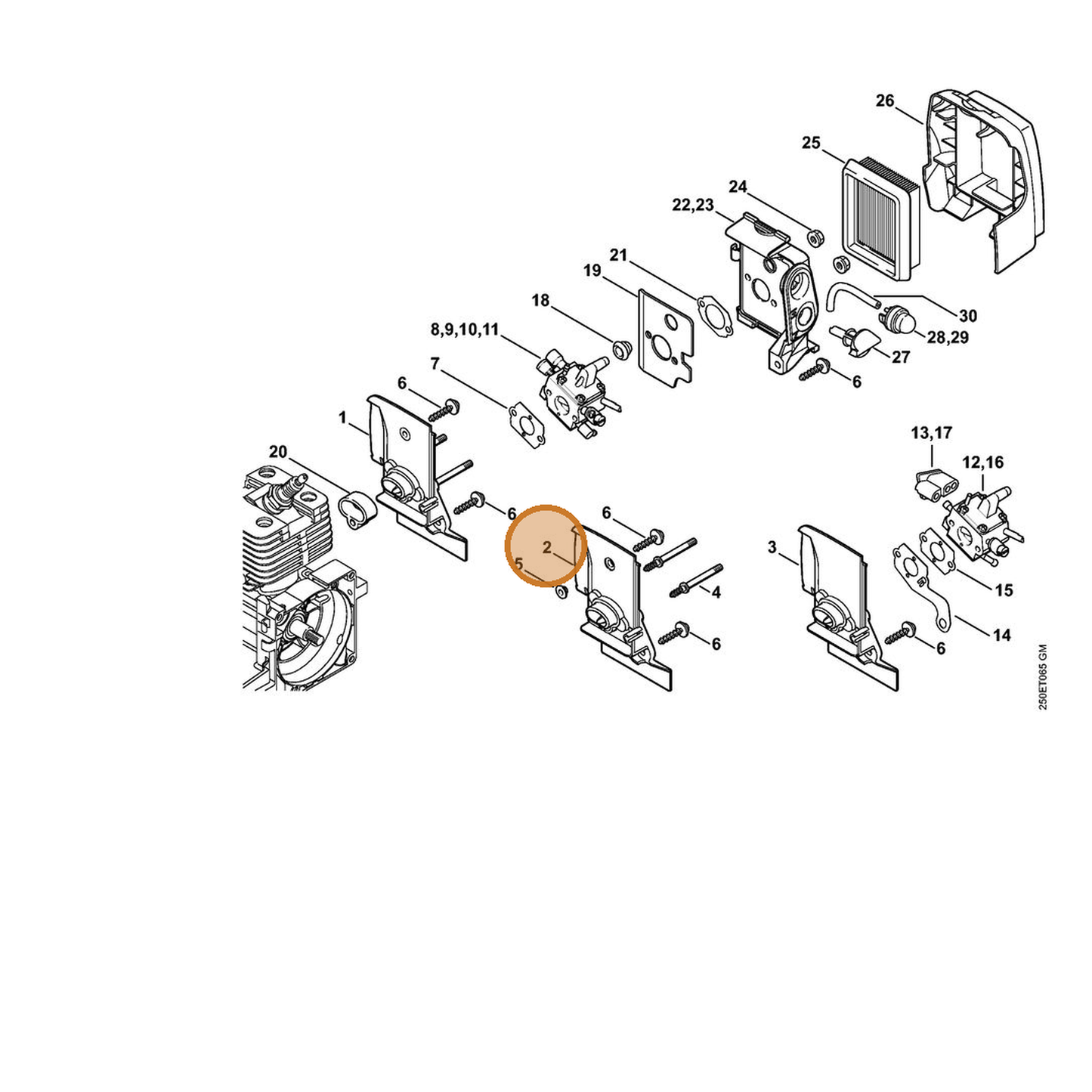 STIHL part 4134-120-0101 — IPL diagram snippet (6x zoom, amber highlight)