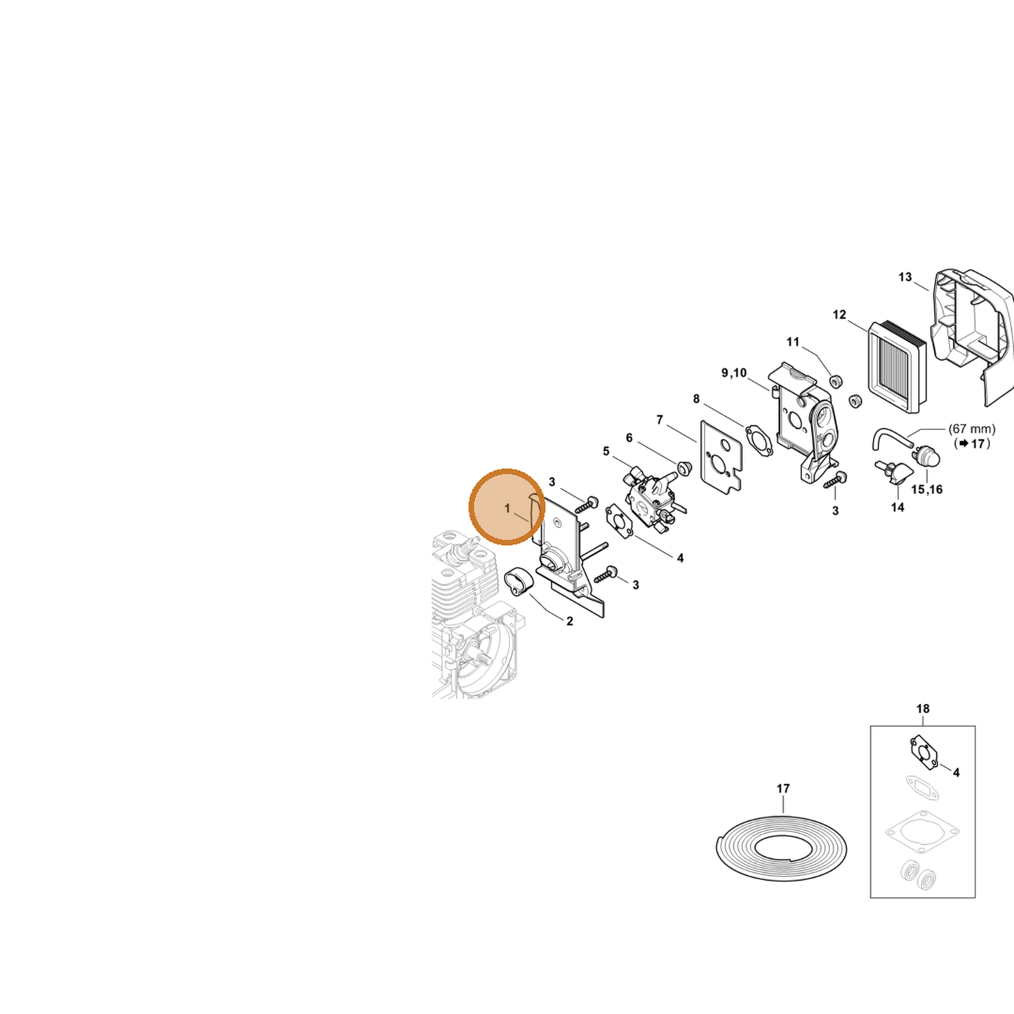 STIHL part 4134-120-0102 — IPL diagram snippet (6x zoom, amber highlight)