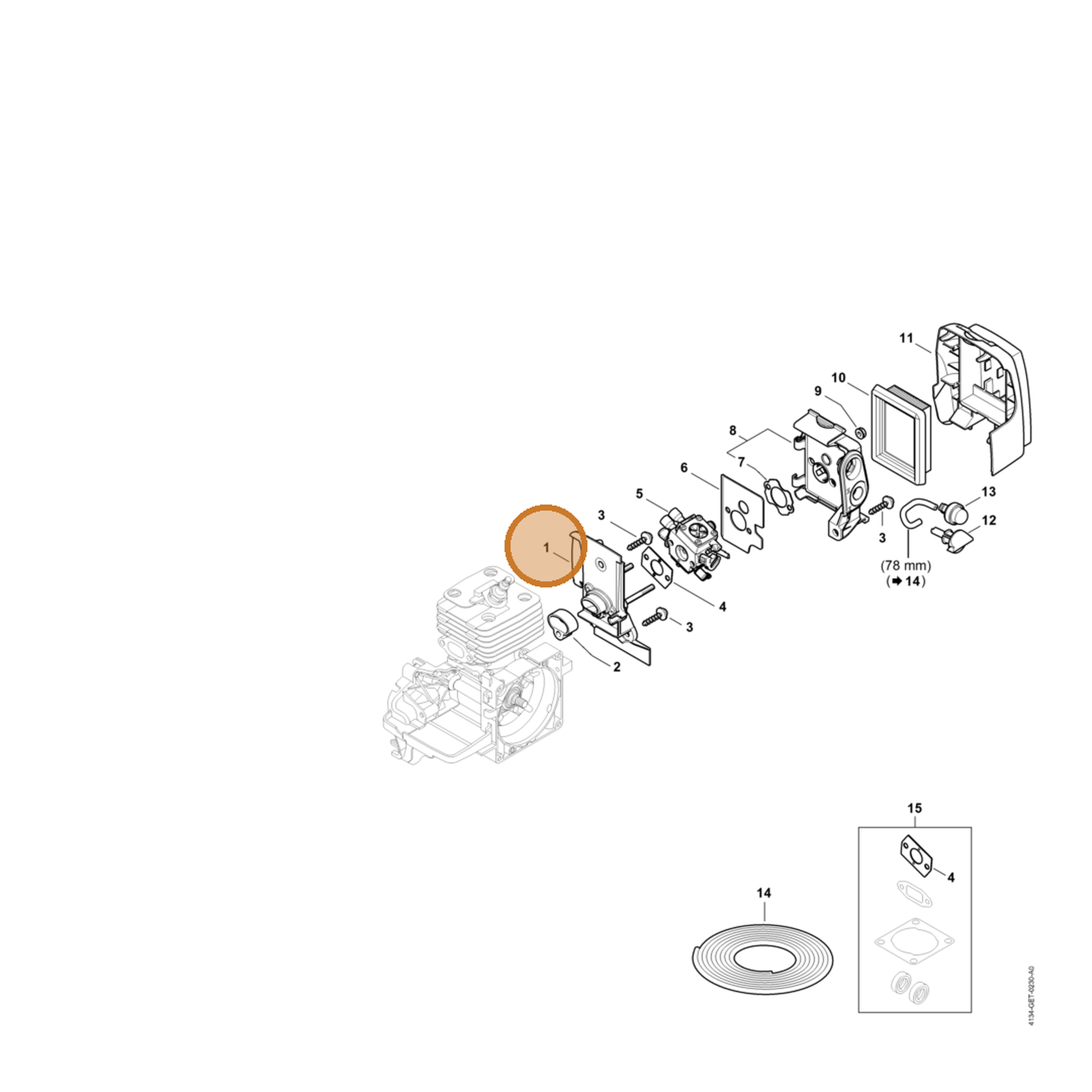 STIHL part 4134-120-0107 — IPL diagram snippet (6x zoom, amber highlight)