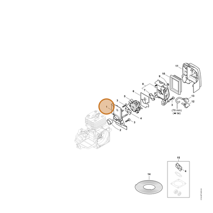 STIHL part 4134-120-0107 — IPL diagram snippet (6x zoom, amber highlight)