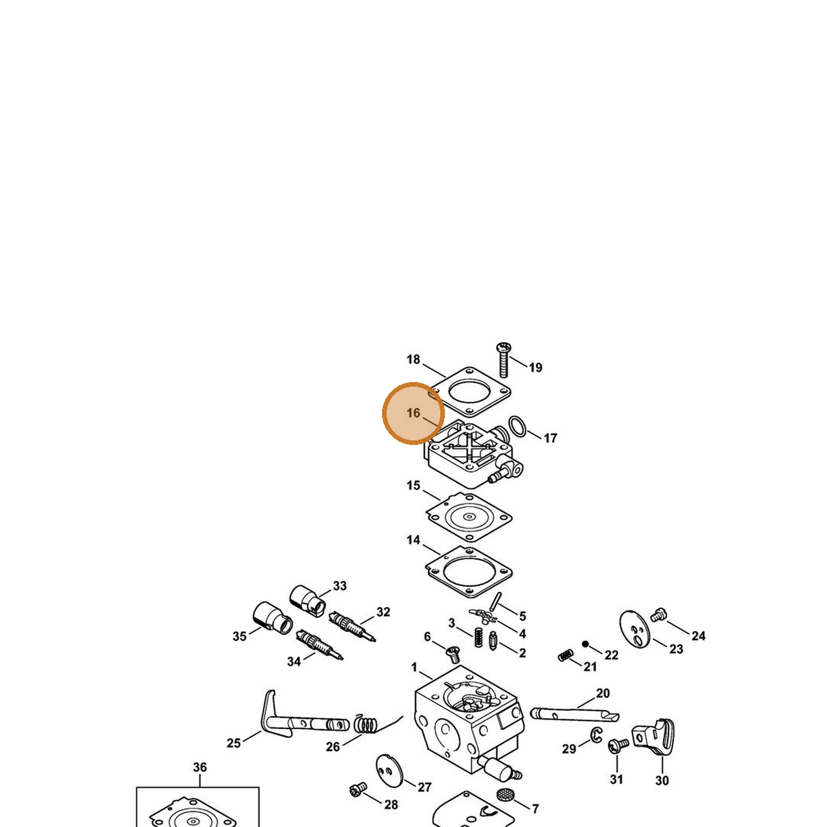 STIHL part 4134-120-2201 — IPL diagram snippet (6x zoom, amber highlight)