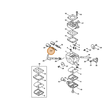 STIHL part 4134-120-6803 — IPL diagram snippet (6x zoom, amber highlight)