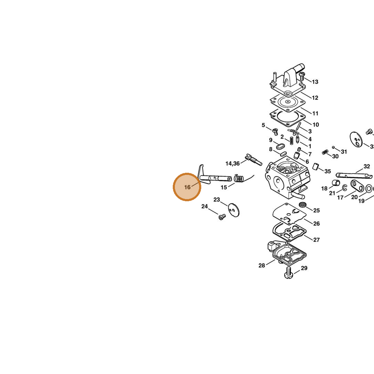 STIHL part 4134-120-7100 — IPL diagram snippet (6x zoom, amber highlight)
