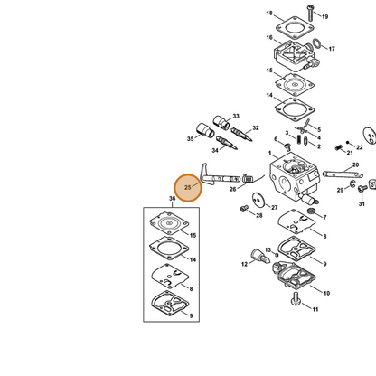STIHL part 4134-120-7102 — IPL diagram snippet (6x zoom, amber highlight)