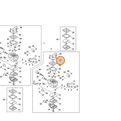 STIHL part 4134-121-0801 — IPL diagram snippet (6x zoom, amber highlight)