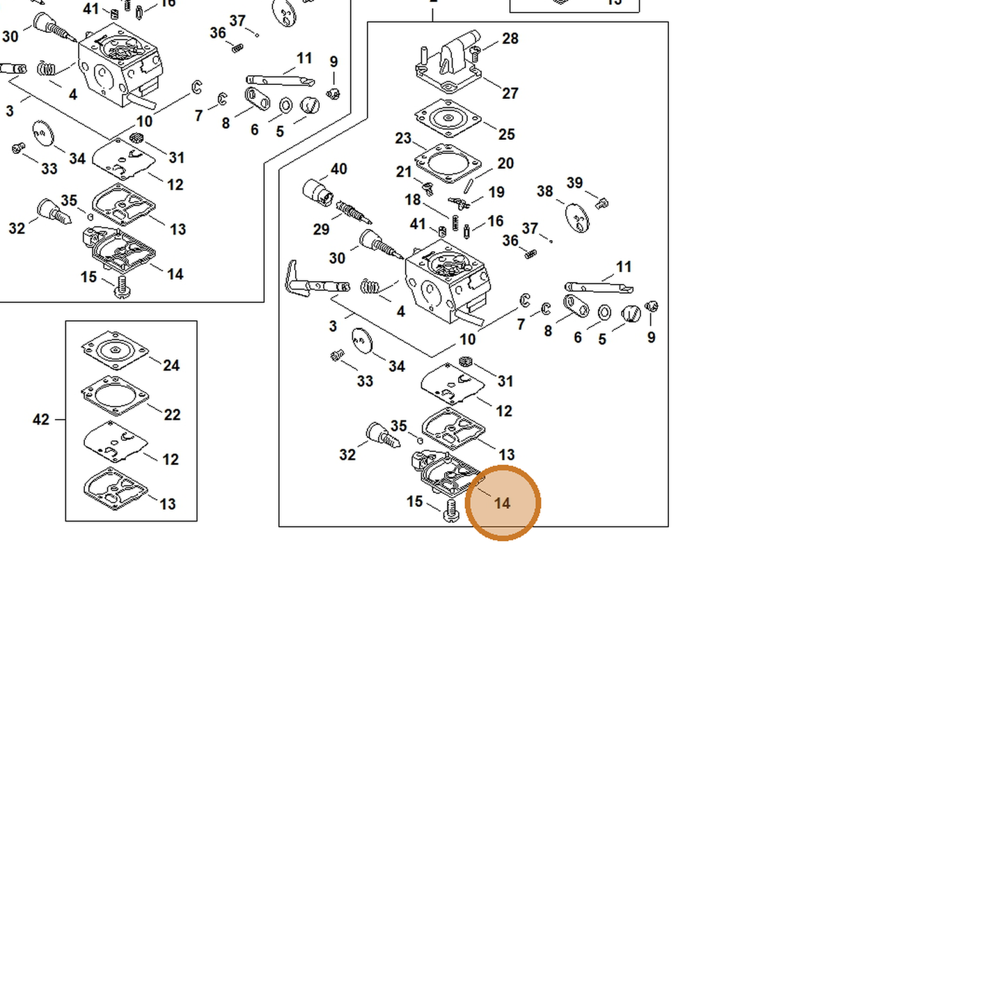 STIHL part 4134-121-0802 — IPL diagram snippet (6x zoom, amber highlight)