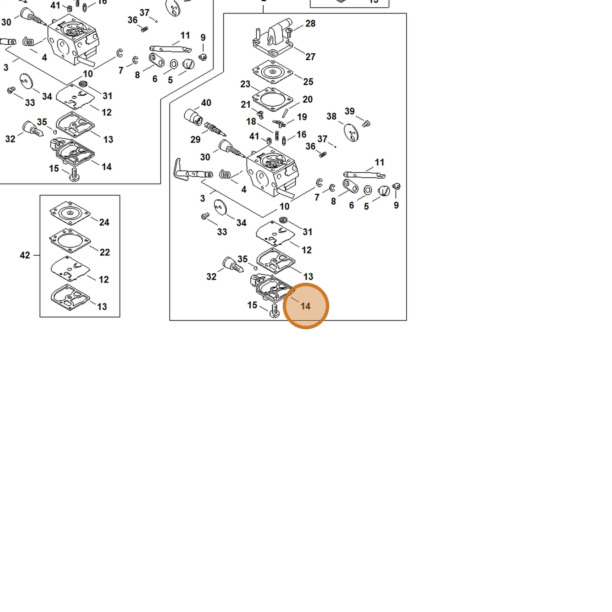 STIHL part 4134-121-0802 — IPL diagram snippet (6x zoom, amber highlight)
