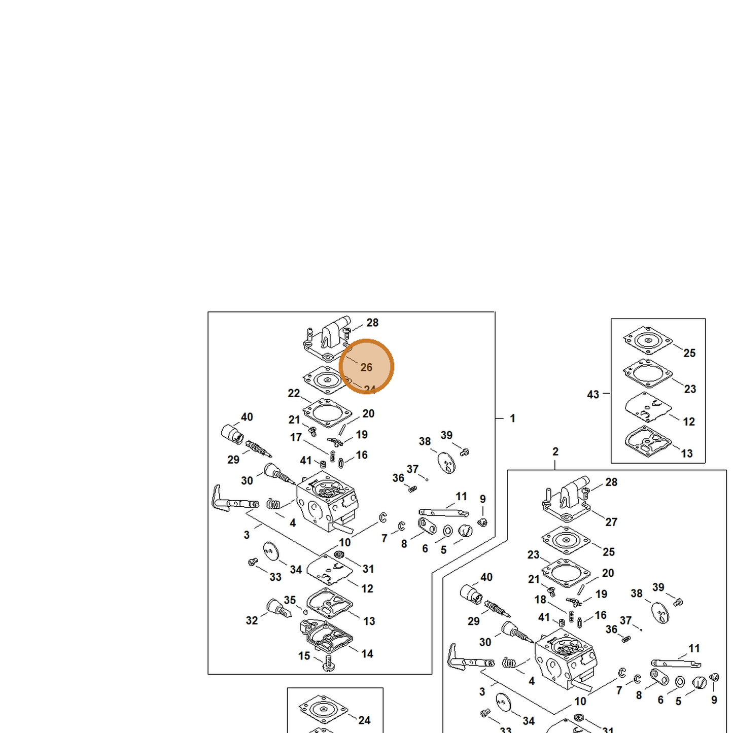 STIHL part 4134-121-0803 — IPL diagram snippet (6x zoom, amber highlight)