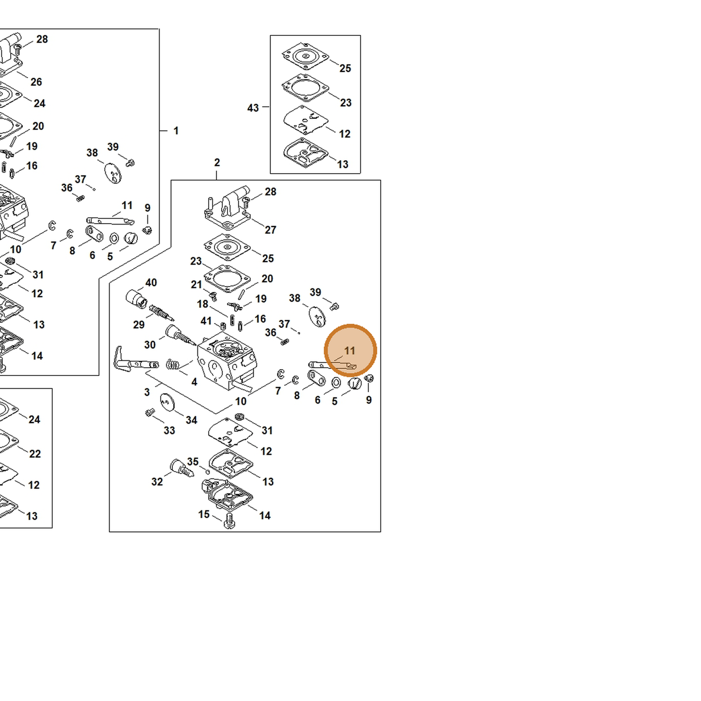 STIHL part 4134-121-3000 — IPL diagram snippet (6x zoom, amber highlight)