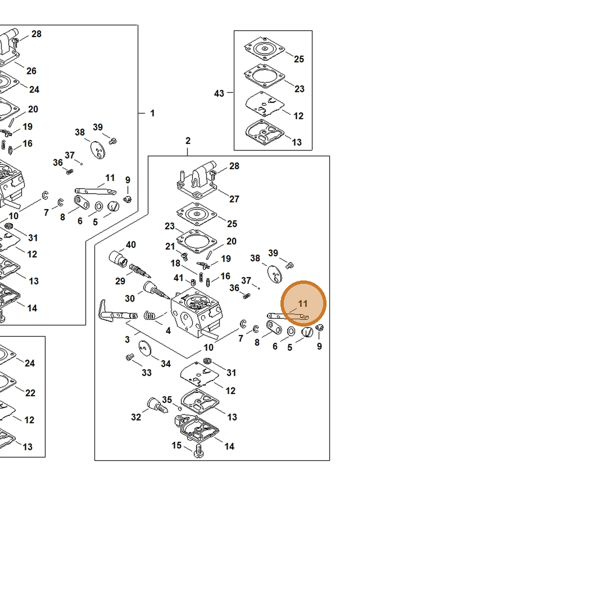 STIHL part 4134-121-3000 — IPL diagram snippet (6x zoom, amber highlight)