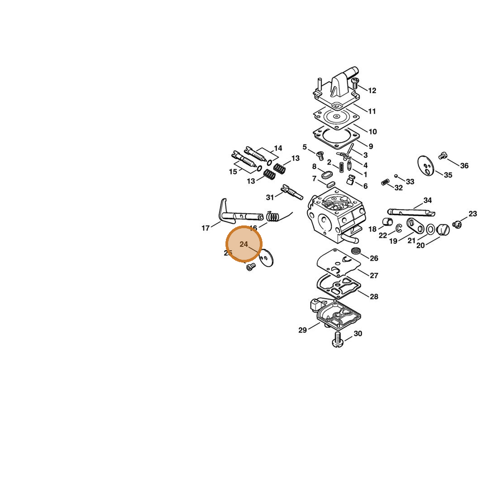 STIHL part 4134-121-3300 — IPL diagram snippet (6x zoom, amber highlight)