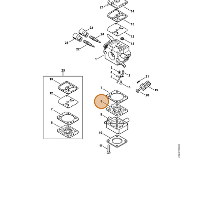 STIHL part 4134-121-4702 — IPL diagram snippet (6x zoom, amber highlight)