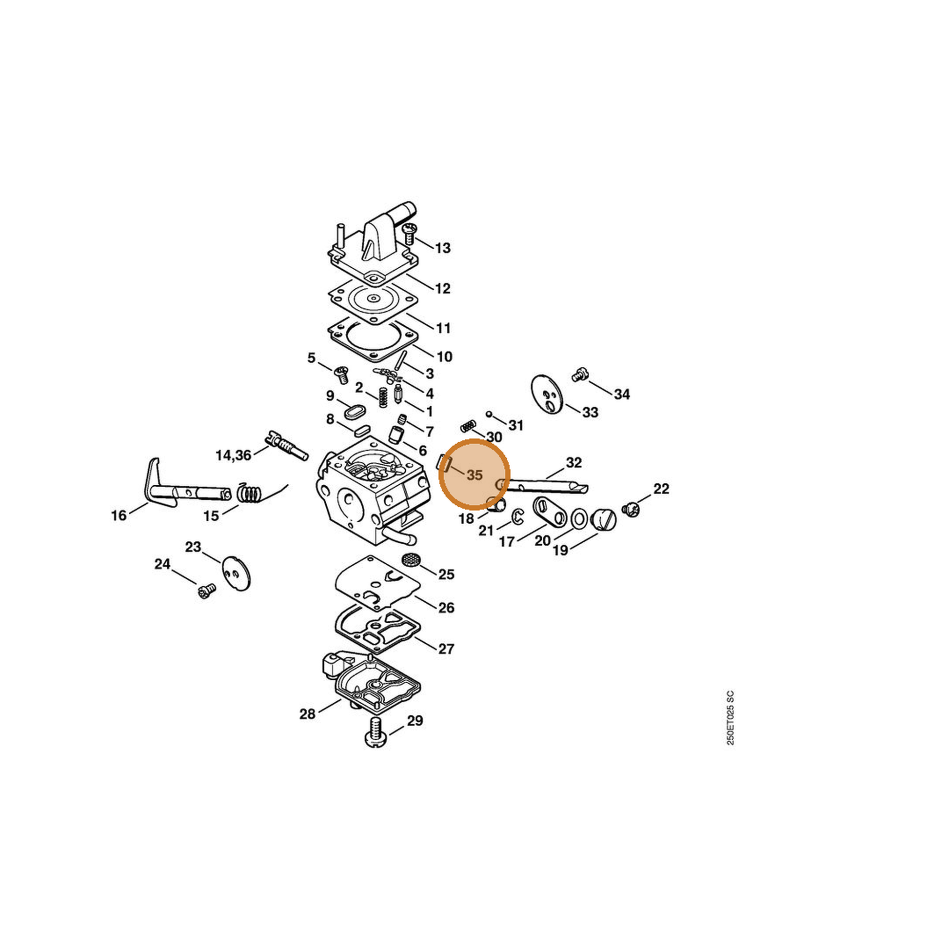 STIHL part 4134-121-5402 — IPL diagram snippet (6x zoom, amber highlight)