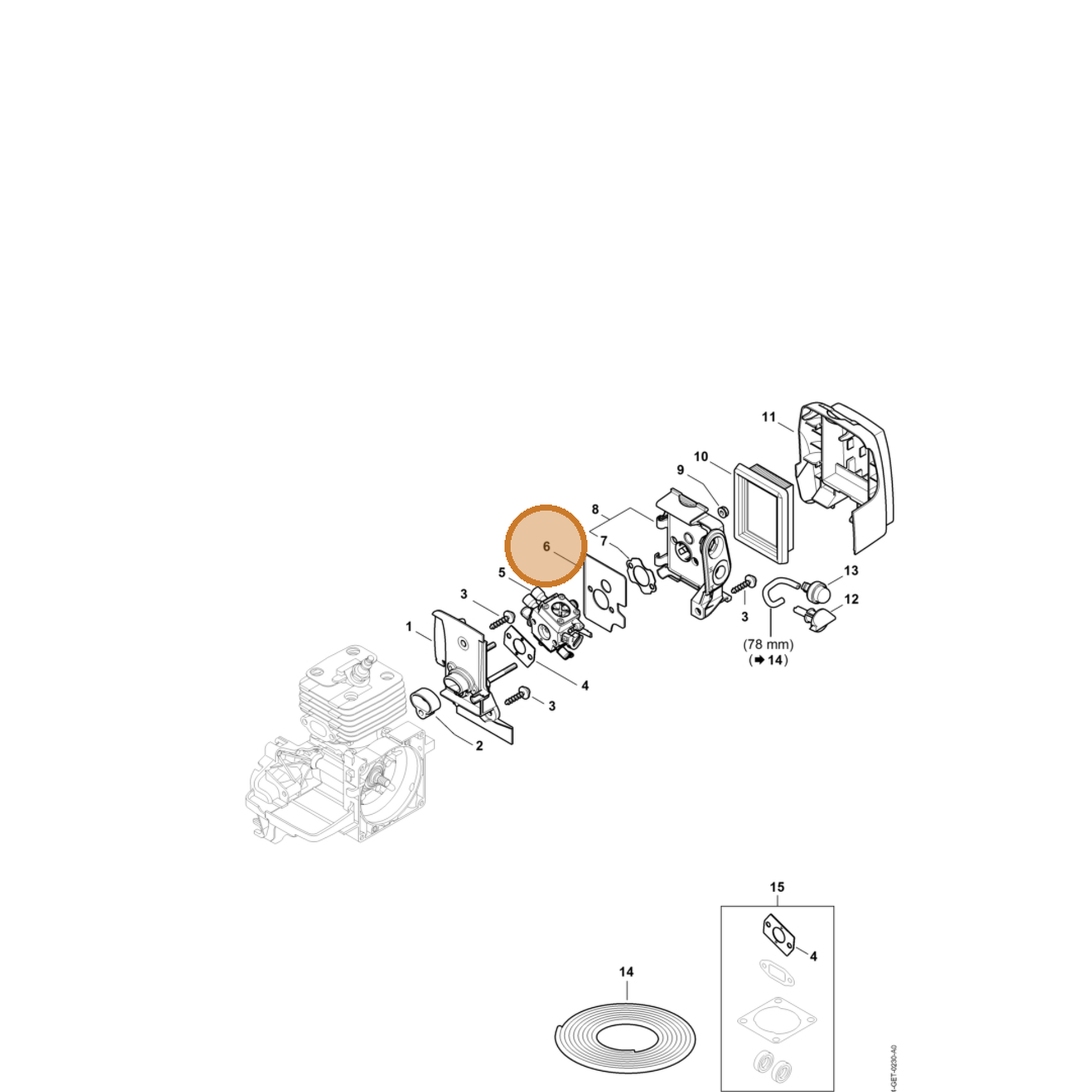 STIHL part 4134-122-1804 — IPL diagram snippet (6x zoom, amber highlight)