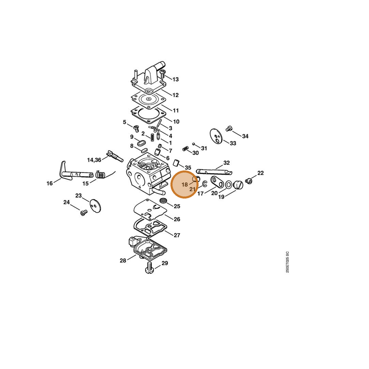 STIHL part 4134-122-5000 — IPL diagram snippet (6x zoom, amber highlight)