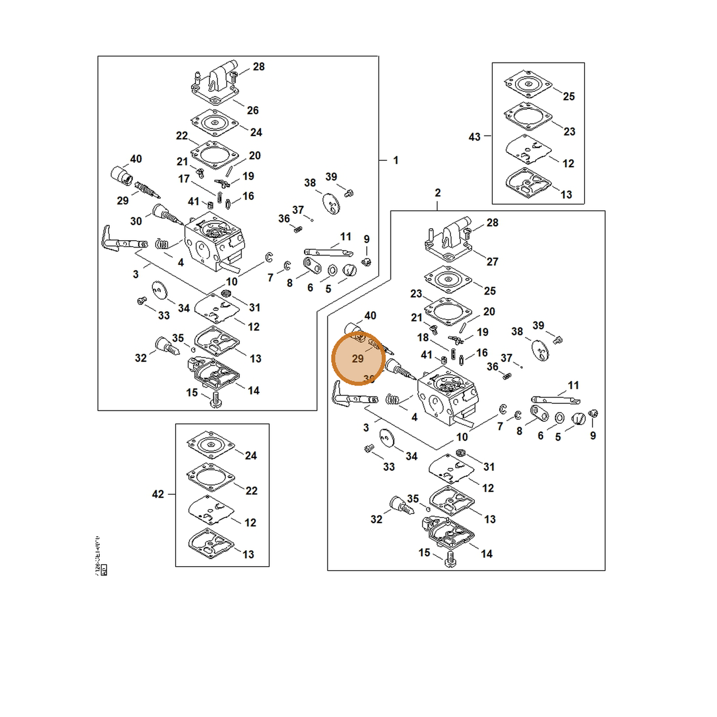 STIHL part 4134-122-6701 — IPL diagram snippet (6x zoom, amber highlight)