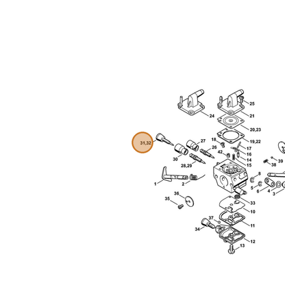 STIHL part 4134-122-6801 — IPL diagram snippet (6x zoom, amber highlight)