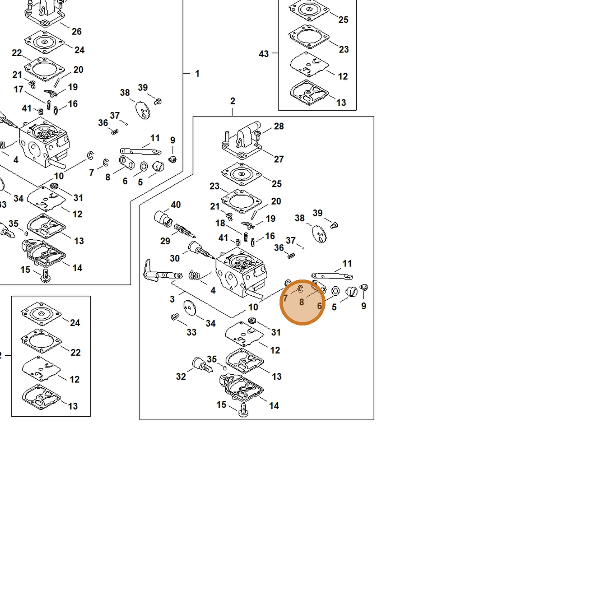 STIHL part 4134-123-7300 — IPL diagram snippet (6x zoom, amber highlight)