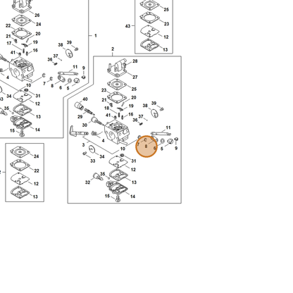 STIHL part 4134-123-7300 — IPL diagram snippet (6x zoom, amber highlight)