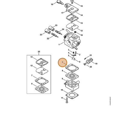STIHL part 4134-129-0905 — IPL diagram snippet (6x zoom, amber highlight)