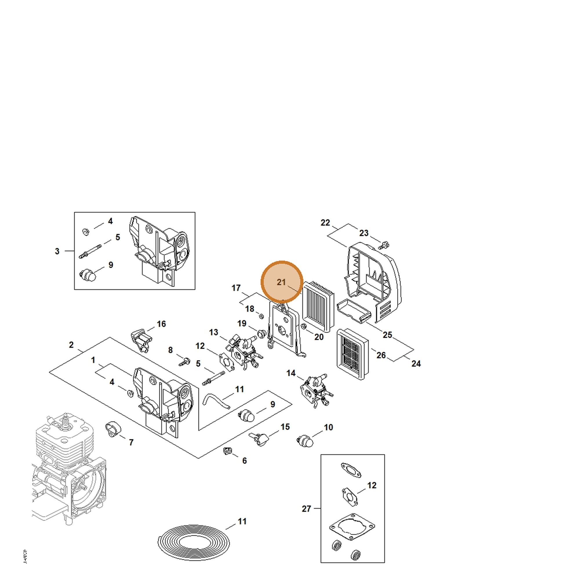 STIHL part 4134-141-0300 — IPL diagram snippet (6x zoom, amber highlight)