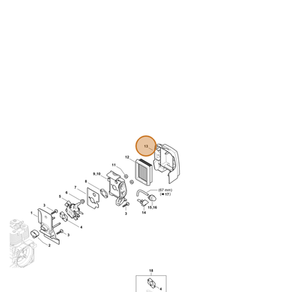 STIHL part 4134-141-0500 — IPL diagram snippet (6x zoom, amber highlight)