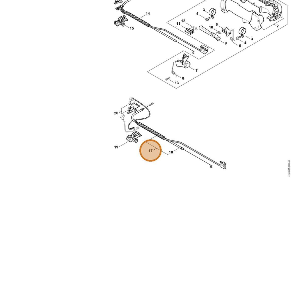 STIHL part 4134-180-1103 — IPL diagram snippet (6x zoom, amber highlight)