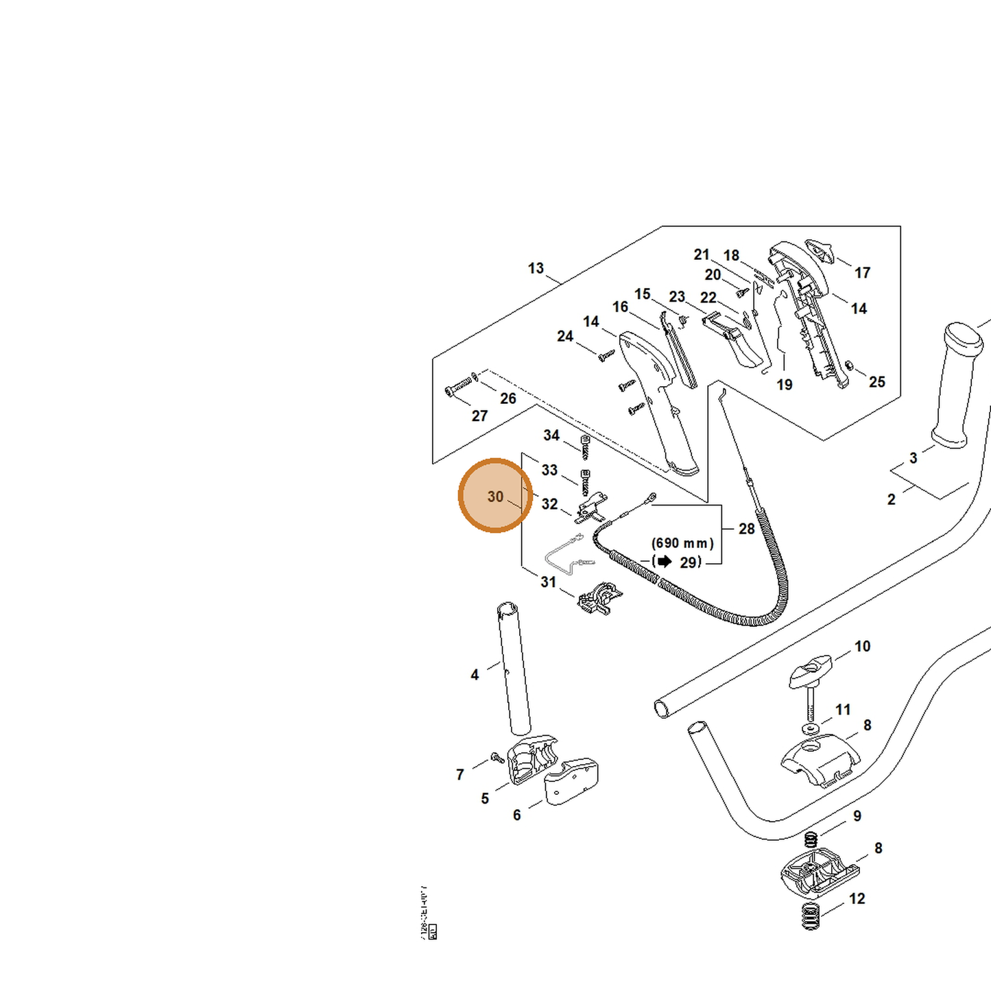 STIHL part 4134-180-6700 — IPL diagram snippet (6x zoom, amber highlight)