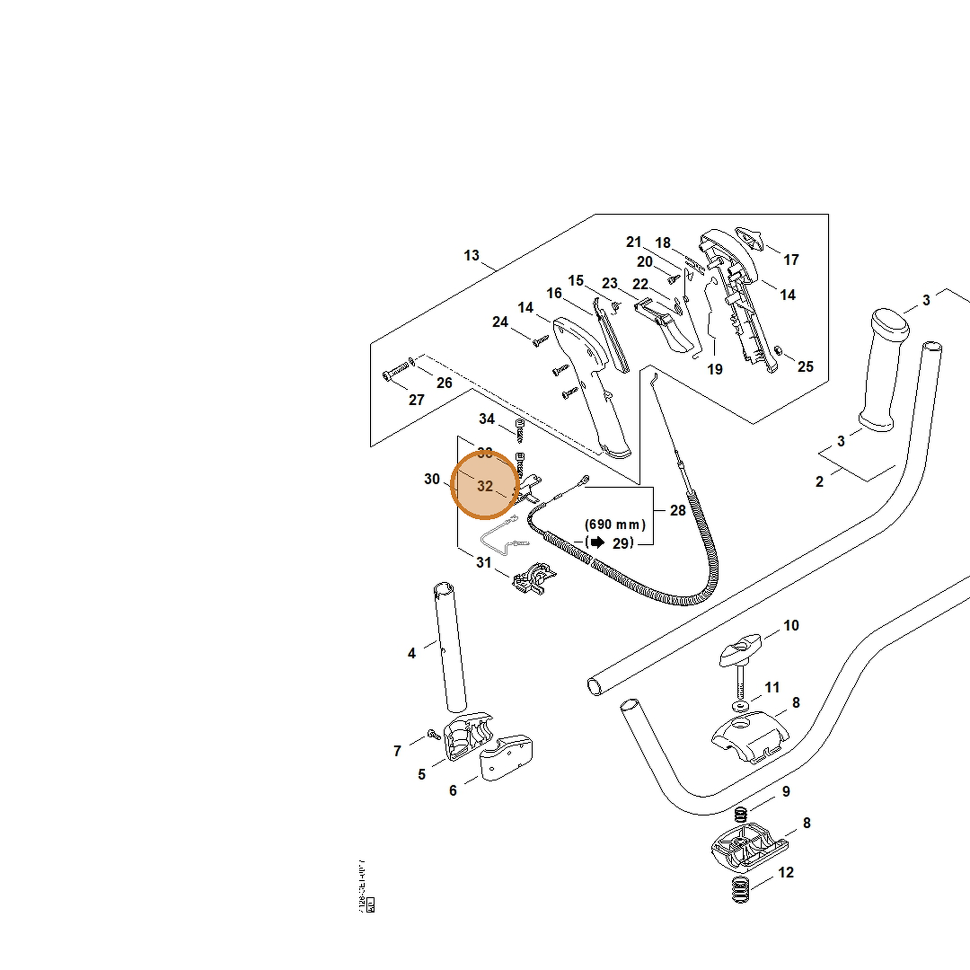 STIHL part 4134-180-6701 — IPL diagram snippet (6x zoom, amber highlight)
