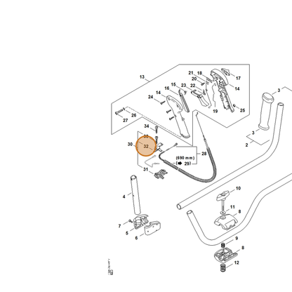 STIHL part 4134-180-6701 — IPL diagram snippet (6x zoom, amber highlight)