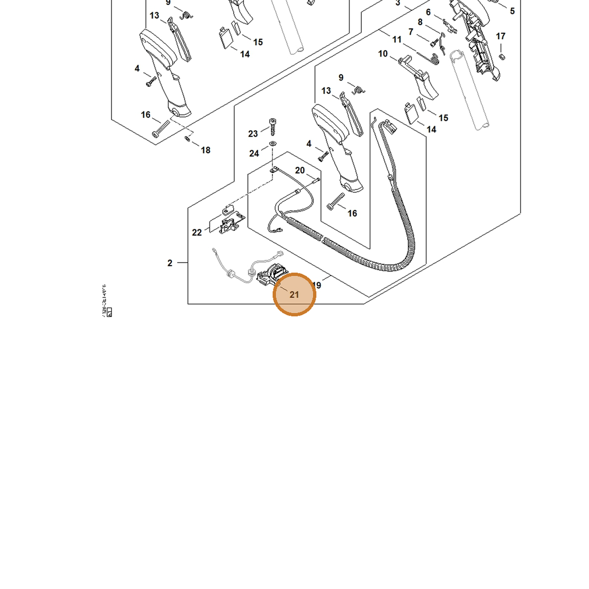 STIHL part 4134-182-2104 — IPL diagram snippet (6x zoom, amber highlight)
