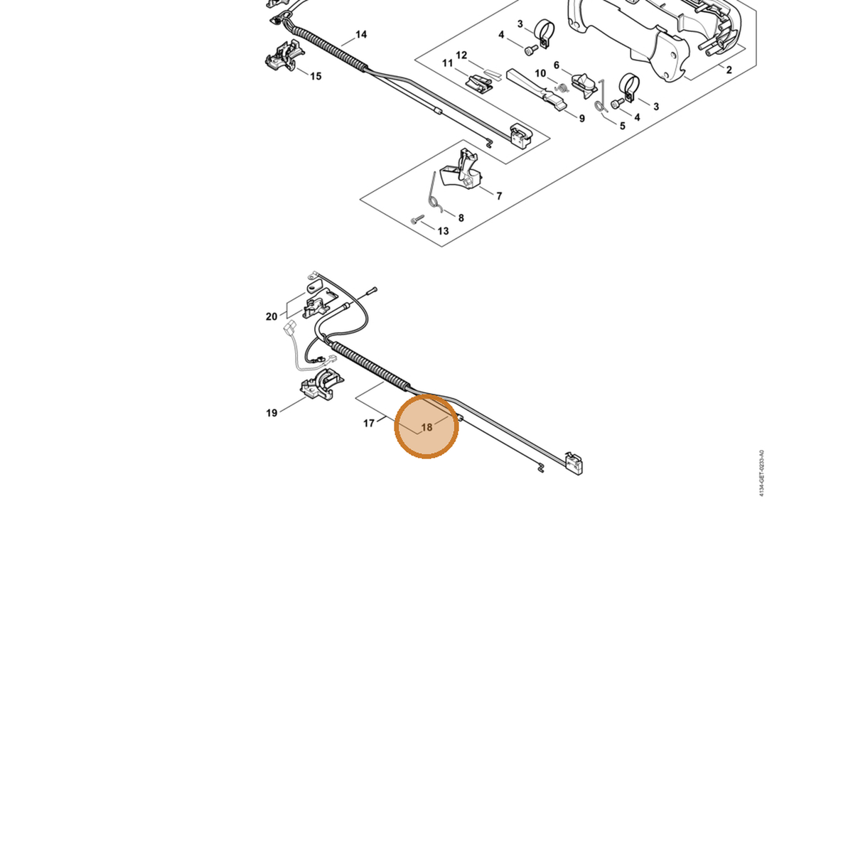 STIHL part 4134-182-3200 — IPL diagram snippet (6x zoom, amber highlight)