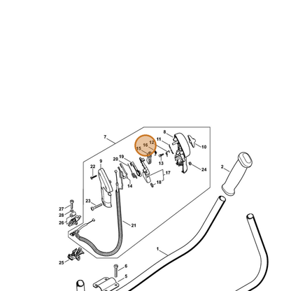 STIHL part 4134-182-4500 — IPL diagram snippet (6x zoom, amber highlight)
