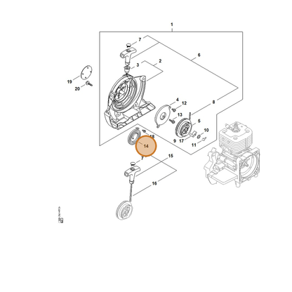 STIHL part 4134-190-0600 — IPL diagram snippet (6x zoom, amber highlight)