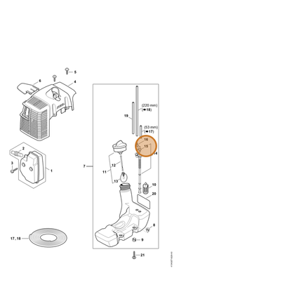 STIHL part 4134-353-2700 — IPL diagram snippet (6x zoom, amber highlight)